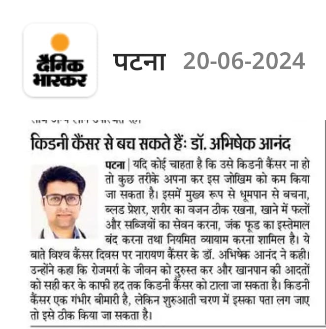 Can prevent kidney cancer - Dr Abhishek Anand